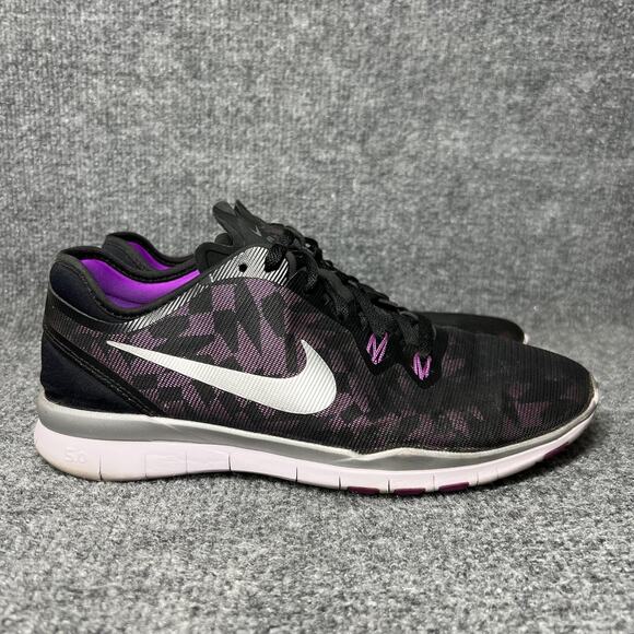 Nike Free 5.0 TR Fit 5 Shoes Womens Size 8.5 Black Purple Training 806277-003 - Picture 1 of 9